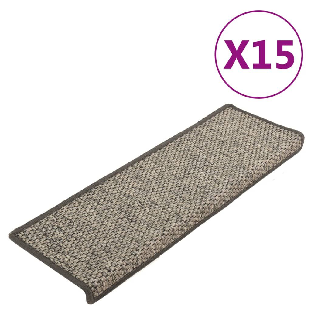 vidaXL Πατάκια Σκάλας Αυτοκόλλητα 15 τεμ. Γκρι / Μπεζ 65x21x4 εκ.