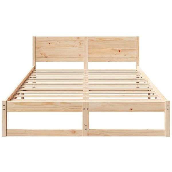 vidaXL Σκελετός Κρεβατιού Καφέ 140 x 200 cm Μασίφ ξύλο πεύκου