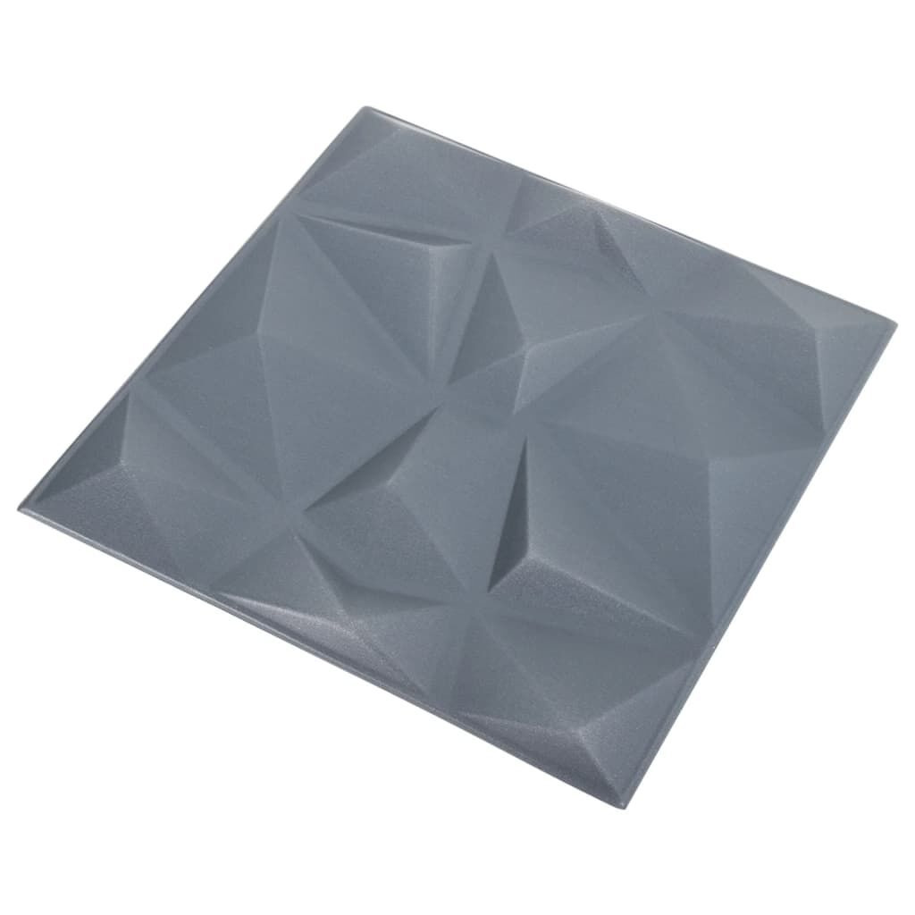 vidaXL Πάνελ Τοίχου 3D 48 τεμ. Γκρι Διαμαντιού 50 x 50 εκ. 12 μ²