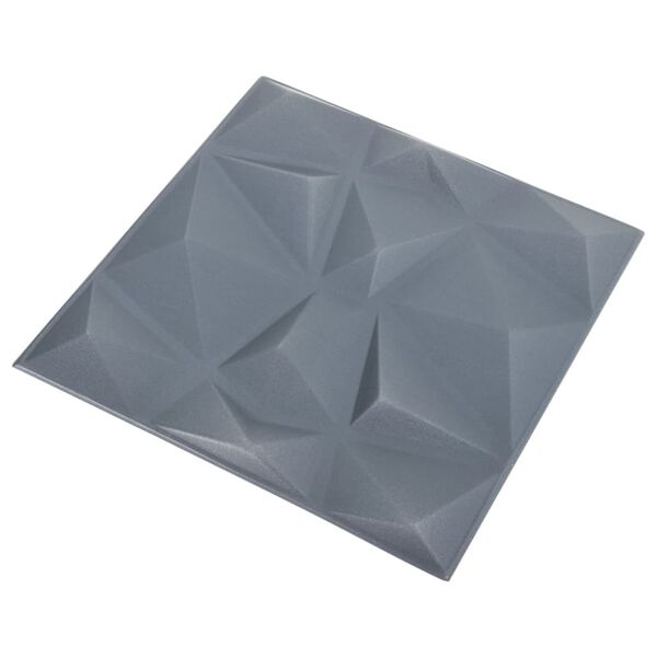 vidaXL Πάνελ Τοίχου 3D 48 τεμ. Γκρι Διαμαντιού 50 x 50 εκ. 12 μ²