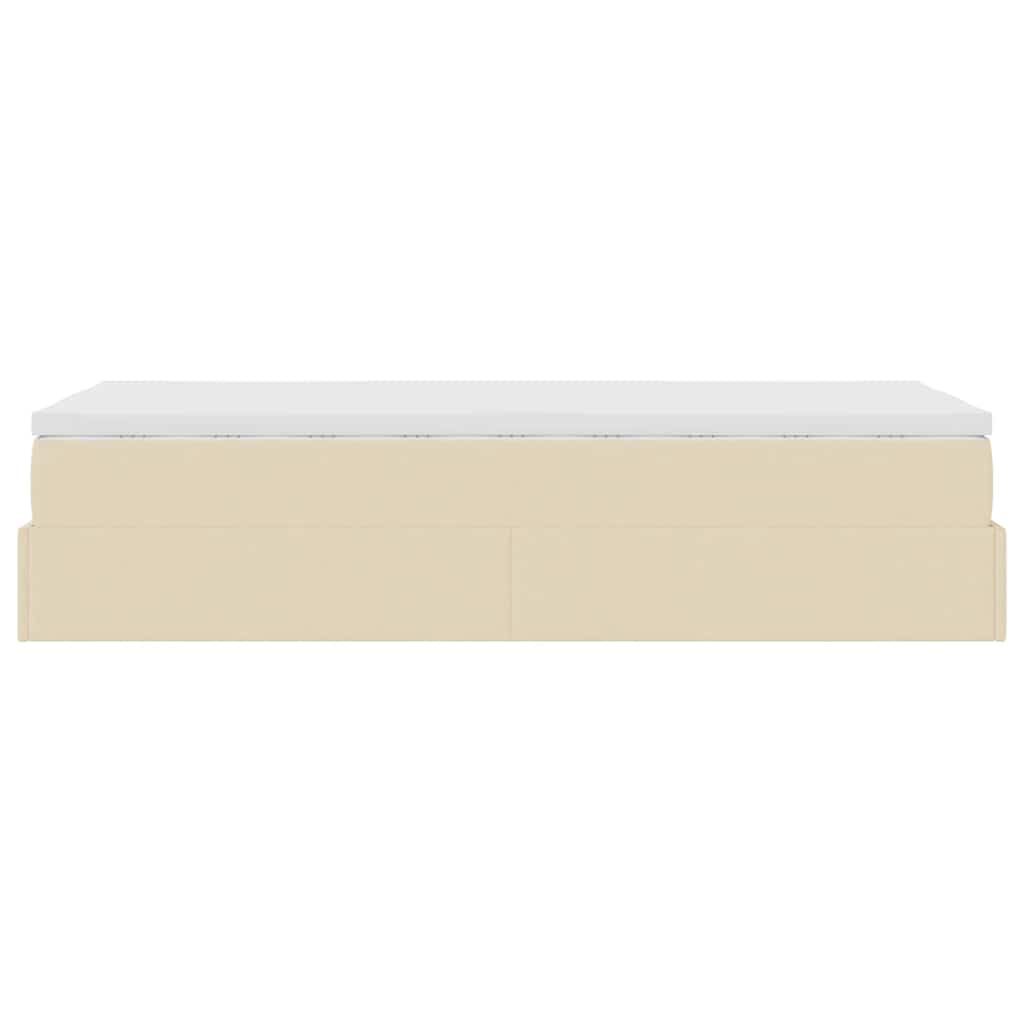 vidaXL Οθωμανικό κρεβάτι με στρώμα Cream 100x200cm ύφασμα