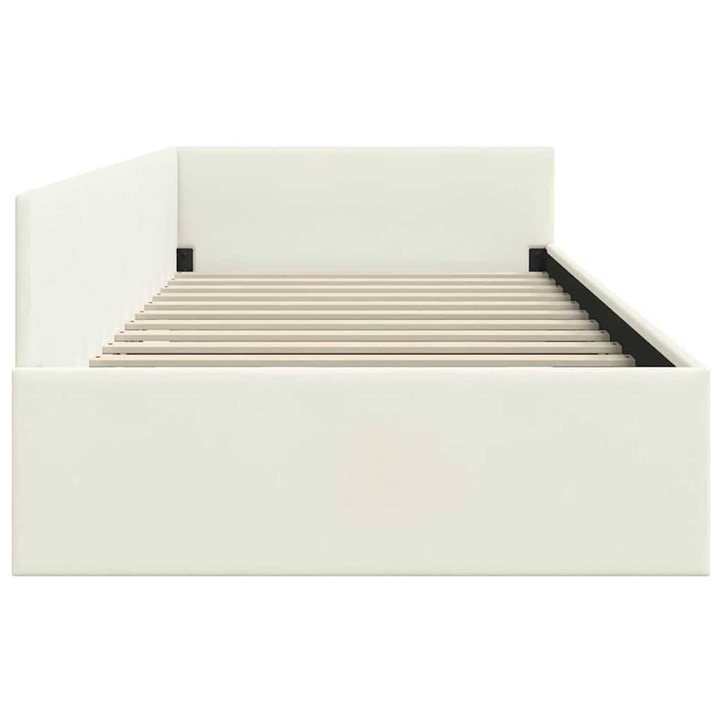 vidaXL Κρεβάτι Γωνίας Κρεμ 90 x 190 cm Βελούδο και Εργοστασιακό ξύλο