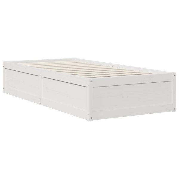 vidaXL Κρεβάτι Βιβλιοθήκη Χωρίς Στρώμα Λευκό 75x190 εκ Μασίφ Πεύκο