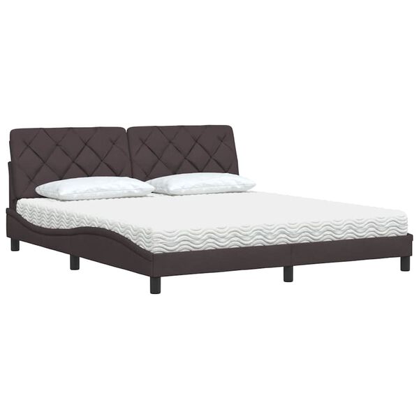 vidaXL Κρεβάτι Σκούρο Καφέ 180x200 εκ Υφασμάτινο