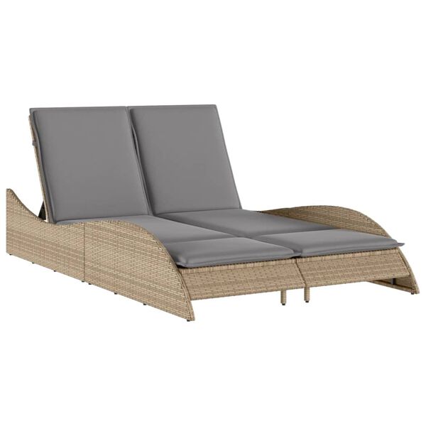 vidaXL Ξαπλώστρα Μπεζ 114x205x73 εκ. από Συνθετικό Ρατάν με Μαξιλάρι