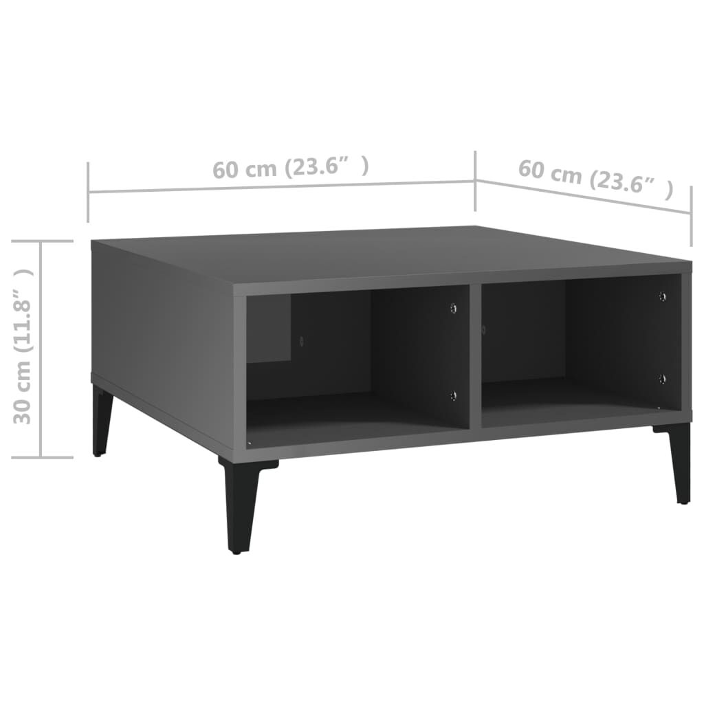 vidaXL Τραπεζάκι Σαλονιού Γυαλιστερό Γκρι 60 x 60 x 30 εκ. Επεξ. Ξύλο