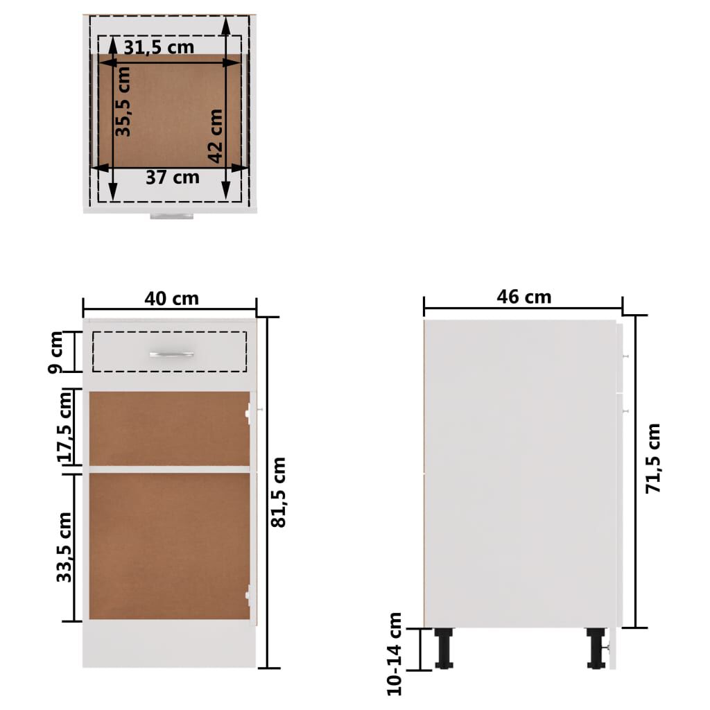 vidaXL Ντουλάπι με Συρτάρι Lyon Λευκό 40x46x81,5 εκ. Επεξ. Ξύλο