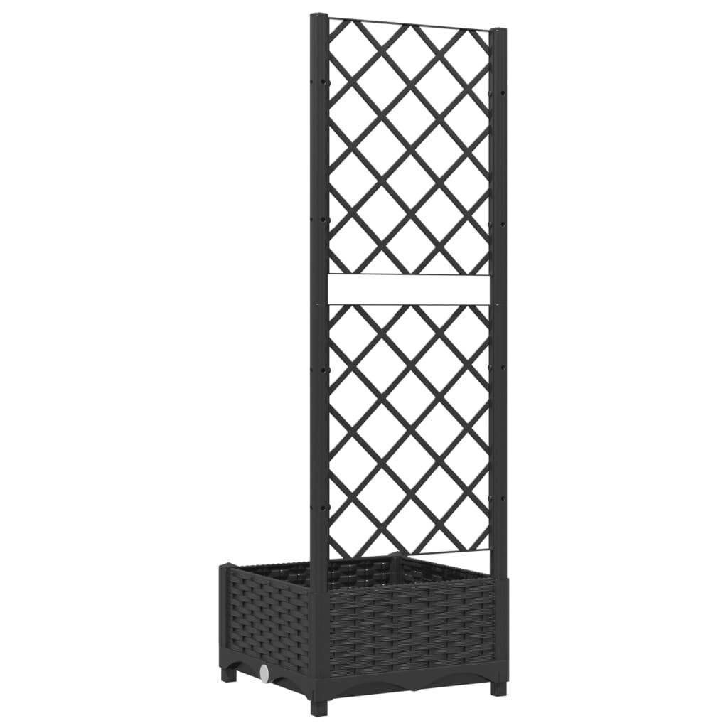 vidaXL Ζαρντινιέρα Κήπου με Καφασωτό Μαύρο 40 x 40 x 121,5 εκ. από PP