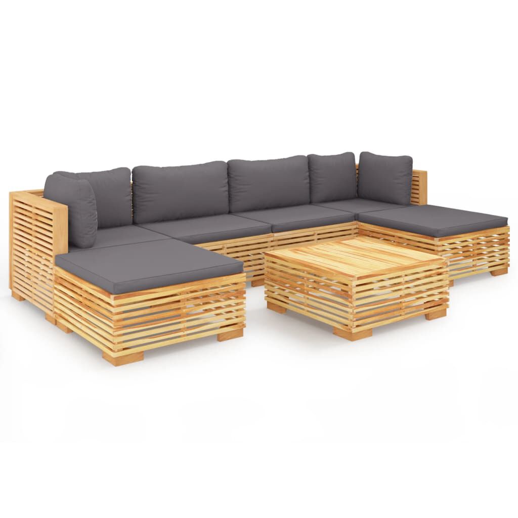 vidaXL Σαλόνι Κήπου Σετ 7 Τεμαχίων από Μασίφ Ξύλο Teak με Μαξιλάρια
