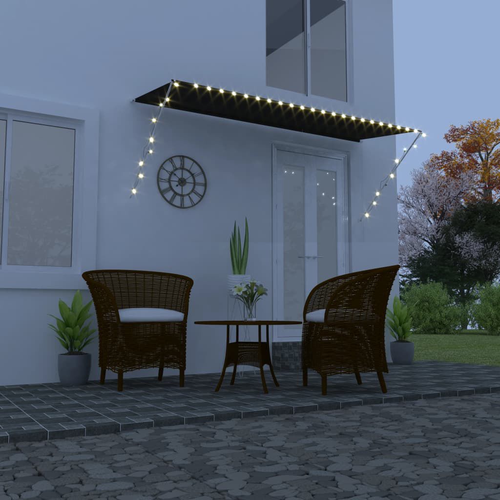 vidaXL Τέντα Συρόμενη με LED Ανθρακί 350 x 150 εκ.