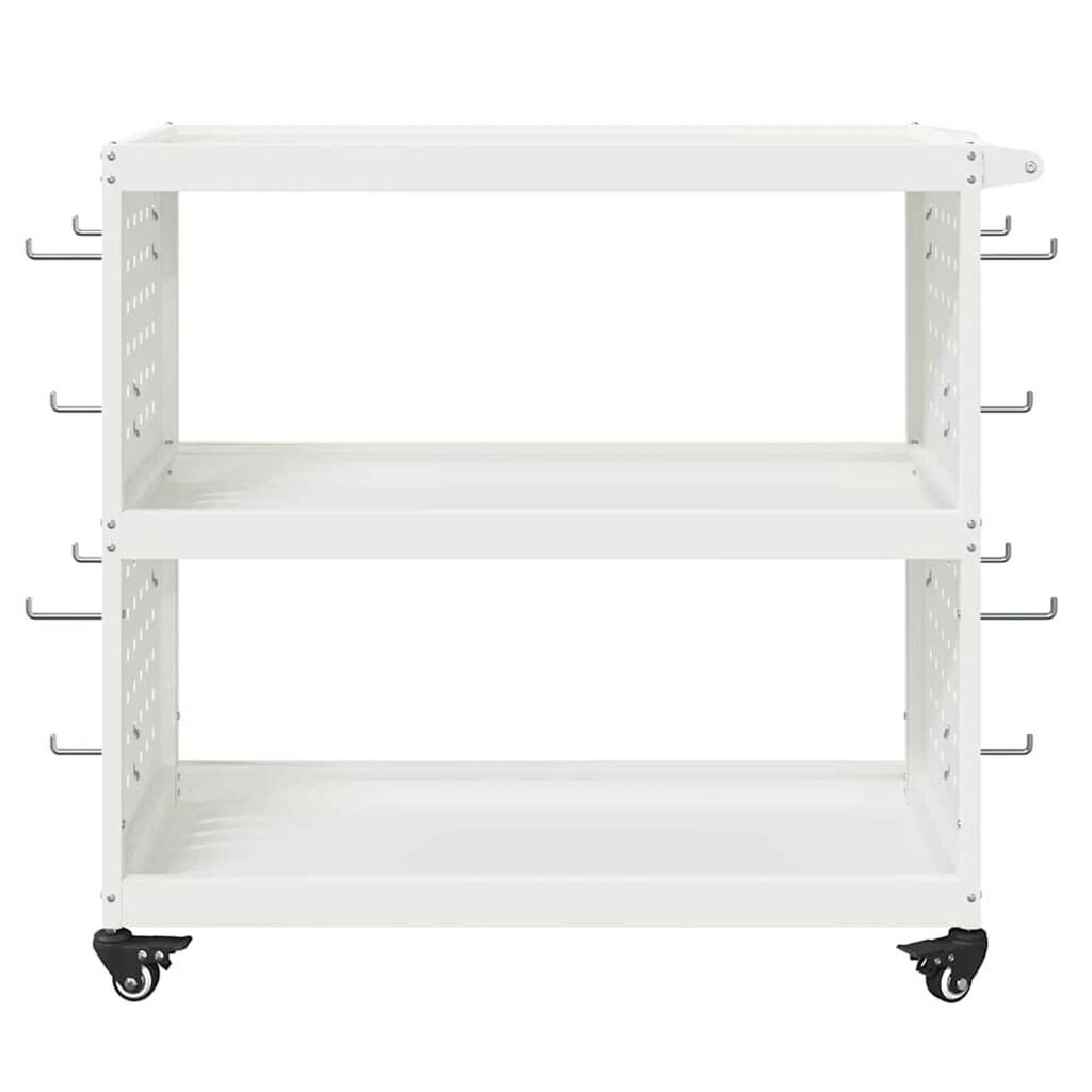 vidaXL Καρότσι εργαλείων με ράφι Λευκό 75 x 35 x 73 εκ. Κρύα χάλυβας