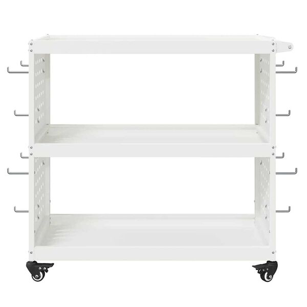 vidaXL Καρότσι εργαλείων με ράφι Λευκό 75 x 35 x 73 εκ. Κρύα χάλυβας