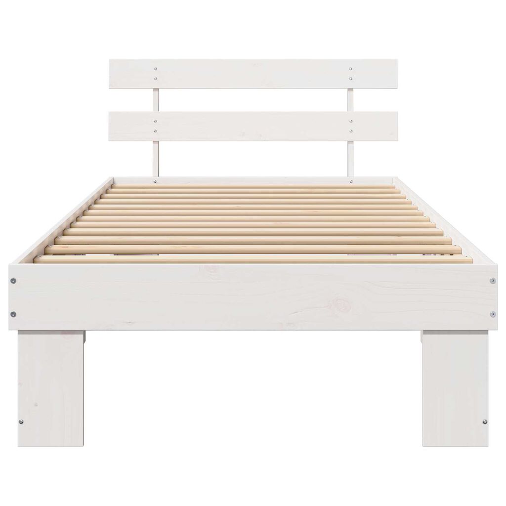 vidaXL Σκελετός Κρεβατιού Λευκό 90 x 190 cm Μασίφ ξύλο πεύκου