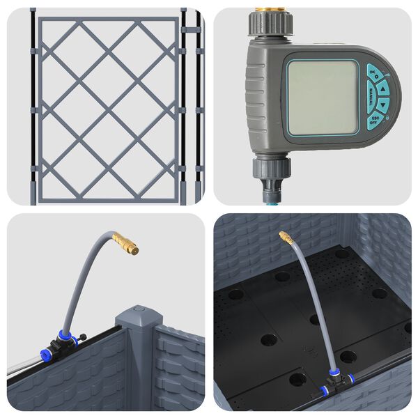 vidaXL Γλάστρες Κήπου 1 τεμ Ανοιχτό γκρι 40 x 40 x 126 cm Πλαστικό