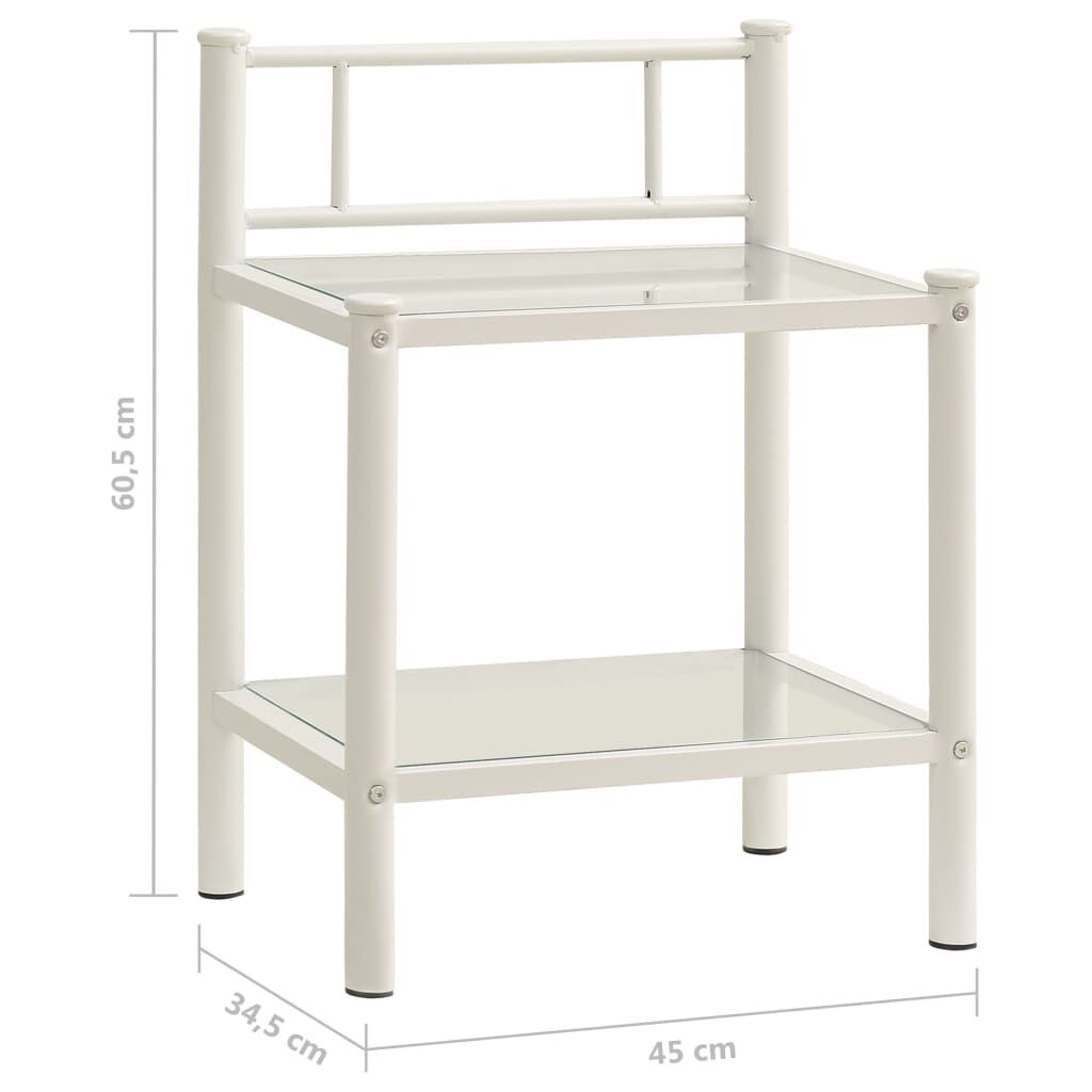 vidaXL Κομοδίνο Λευκό και Διαφανές 45x34,5x60,5εκ. από Μέταλλο & Γυαλί