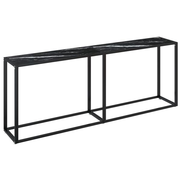 vidaXL Τραπέζι Κονσόλα Μαύρο Όψη Μαρμάρου 200x35x75,5 εκ. Ψημένο Γυαλί