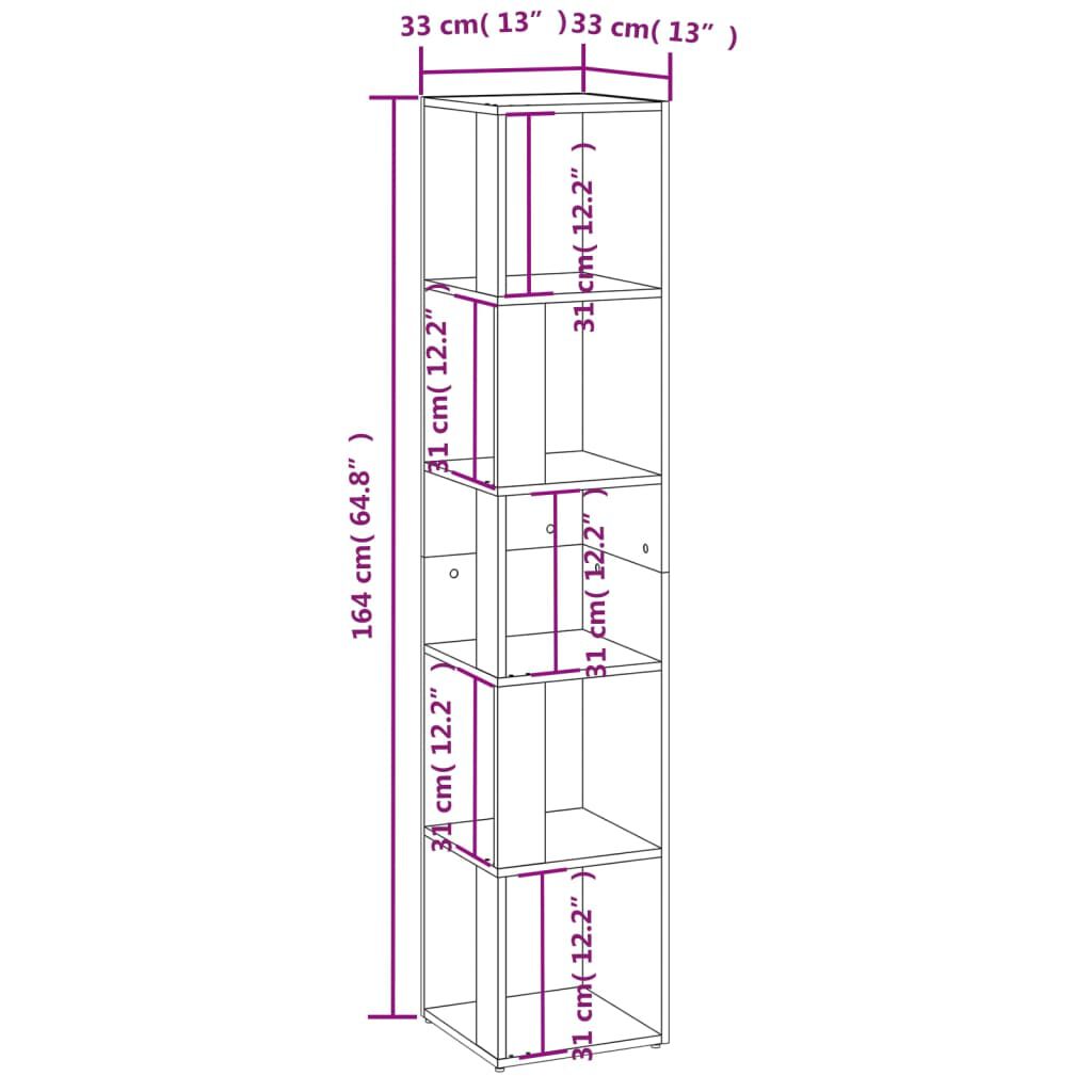 vidaXL Ντουλάπι Γωνία Μαύρο 33 x 33 x 164,5 εκ. από Επεξ. Ξύλο