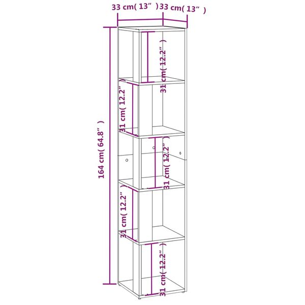 vidaXL Ντουλάπι Γωνία Μαύρο 33 x 33 x 164,5 εκ. από Επεξ. Ξύλο