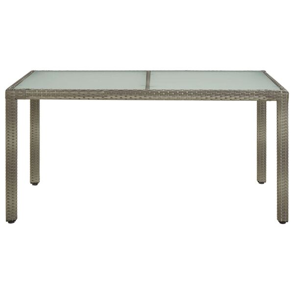 vidaXL Τραπέζι Κήπου Γκρι 150x90x75 εκ. Συνθετικό Ρατάν/Ψημένο Γυαλί