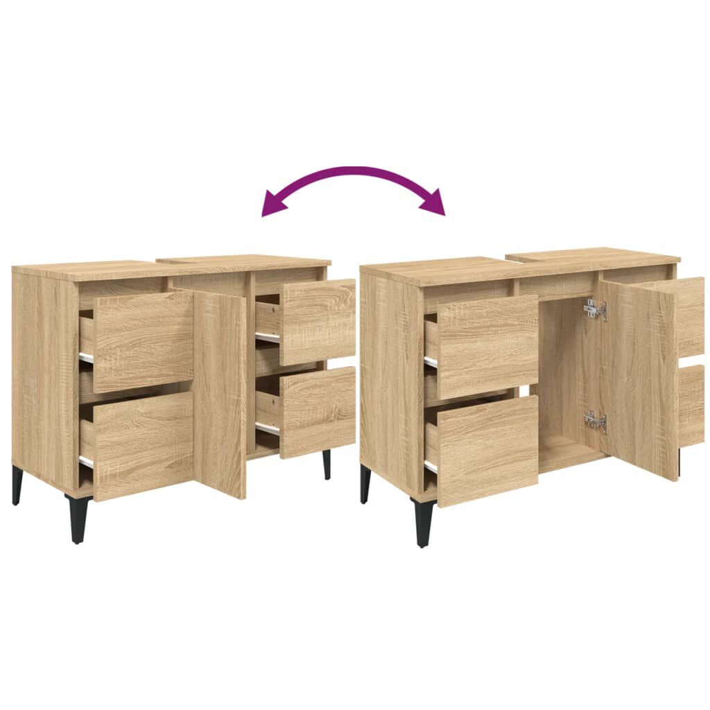 vidaXL Ντουλάπι Νιπτήρα Sonoma Δρυς 80x33x60 εκ. Επεξεργασμένο Ξύλο