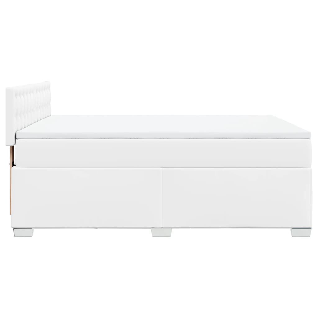 vidaXL Κρεβάτι Boxspring με Στρώμα Λευκό 140x190εκ.από Συνθετικό Δέρμα