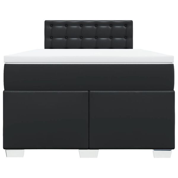 vidaXL Κρεβάτι Boxspring με Στρώμα Μαύρο 120x190εκ.από Συνθετικό Δέρμα