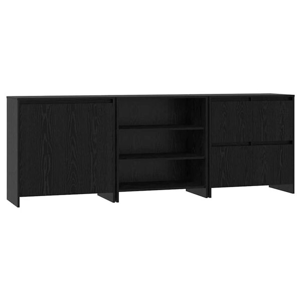 vidaXL Πλαϊνό γραφείο 3 pcs Μαύρη δρυς 70 x 41 x 75 εκ.