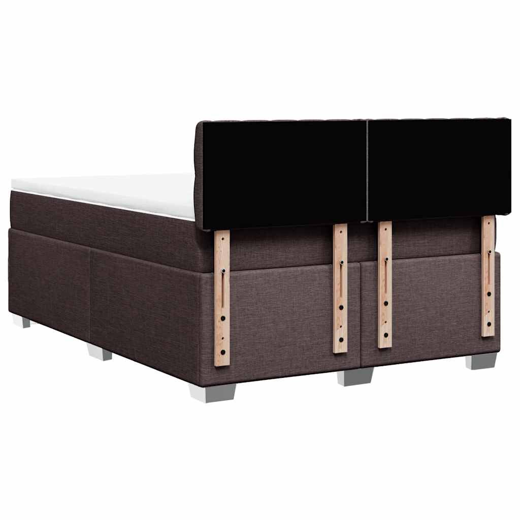 vidaXL Κρεβάτι Boxspring με Στρώμα Σκούρο Καφέ 140x190 εκ. Υφασμάτινο