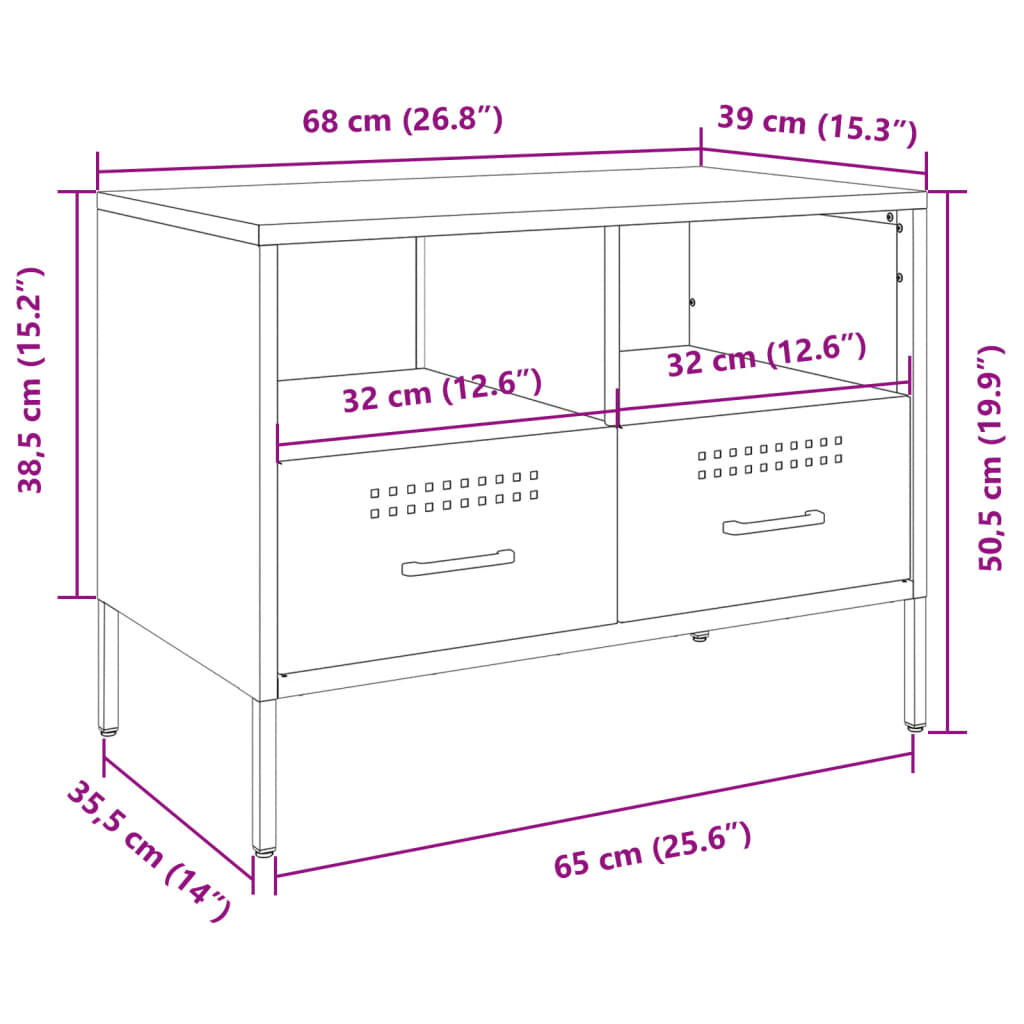 vidaXL Έπιπλο Τηλεόρασης Ροζ 68x39x50,5 εκ. από Χάλυβα