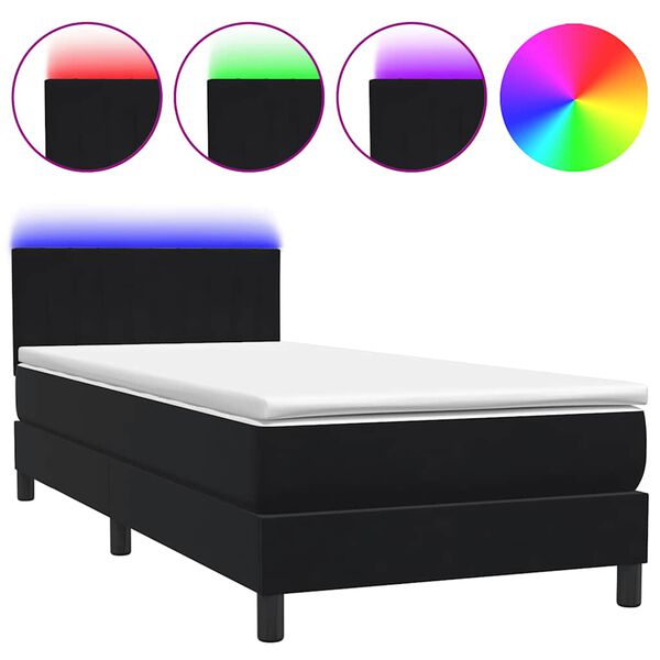 vidaXL &Kappa;&rho;&epsilon;&beta;ά&tau;&iota; Boxspring &mu;&epsilon; &Sigma;&tau;&rho;ώ&mu;&alpha; & LED &Mu;&alpha;ύ&rho;&omicron; 80x220 &epsilon;&kappa;. &Beta;&epsilon;&lambda;&omicron;ύ&delta;&iota;&nu;&omicron;