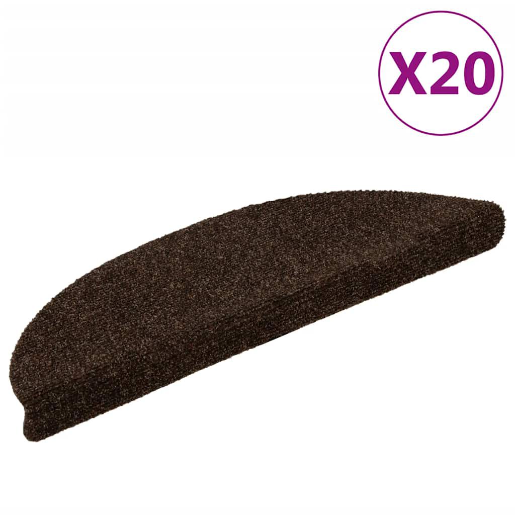 vidaXL Πατάκια Σκάλας Αυτοκόλλητα 20 τεμ. Καφέ 56 x 17 x 3 εκ.