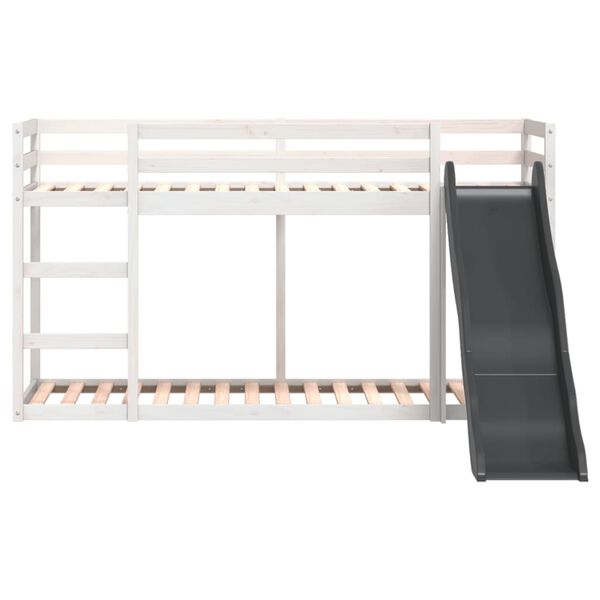 vidaXL Κουκέτα με Τσουλήθρα/Σκάλα Λευκό 90x190 εκ. Μασίφ Ξύλο Πεύκου