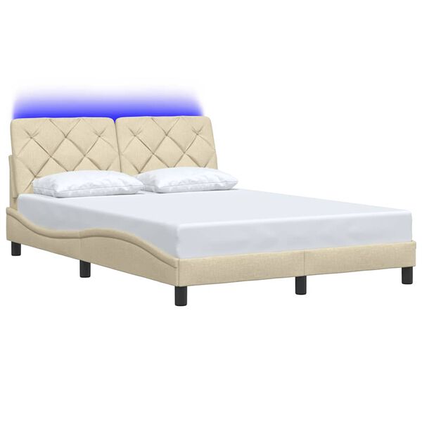 vidaXL Σκελετός Κρεβατιού με LED Χωρίς Στρώμα Κρεμ 140x200 εκ.