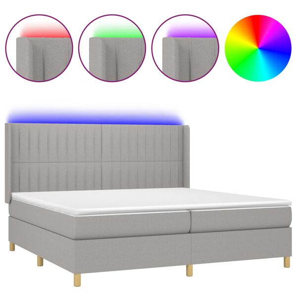 vidaXL &Kappa;&rho;&epsilon;&beta;ά&tau;&iota; Boxspring &mu;&epsilon; &Sigma;&tau;&rho;ώ&mu;&alpha; & LED &Alpha;&nu;.&Gamma;&kappa;&rho;&iota; 200x200&epsilon;&kappa;. &Upsilon;&phi;&alpha;&sigma;&mu;ά&tau;&iota;&nu;&omicron;