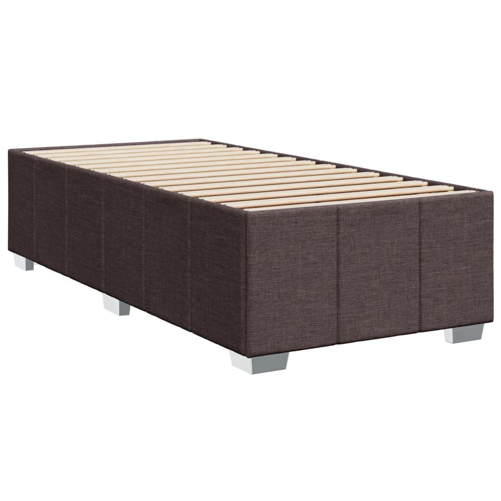 vidaXL Κρεβάτι Boxspring με Στρώμα Σκούρο Καφέ 90x200 εκ. Υφασμάτινο