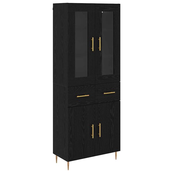 vidaXL Highboard &mu;&epsilon; &sigma;&upsilon;&rho;&tau;ά&rho;&iota; 2 pcs &Mu;&alpha;ύ&rho;&eta; &Omicron;&xi;&upsilon;ά &Epsilon;&pi;&epsilon;&xi;&epsilon;&rho;&gamma;&alpha;&sigma;&mu;έ&nu;&omicron; &xi;ύ&lambda;&omicron;