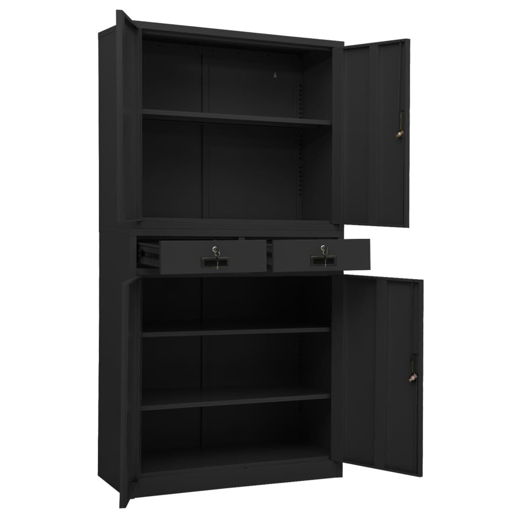 vidaXL Ντουλάπα Γραφείου Ανθρακί 90 x 40 x 180 εκ. Ατσάλινη
