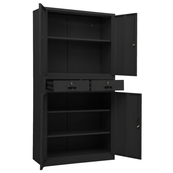 vidaXL Ντουλάπα Γραφείου Ανθρακί 90 x 40 x 180 εκ. Ατσάλινη