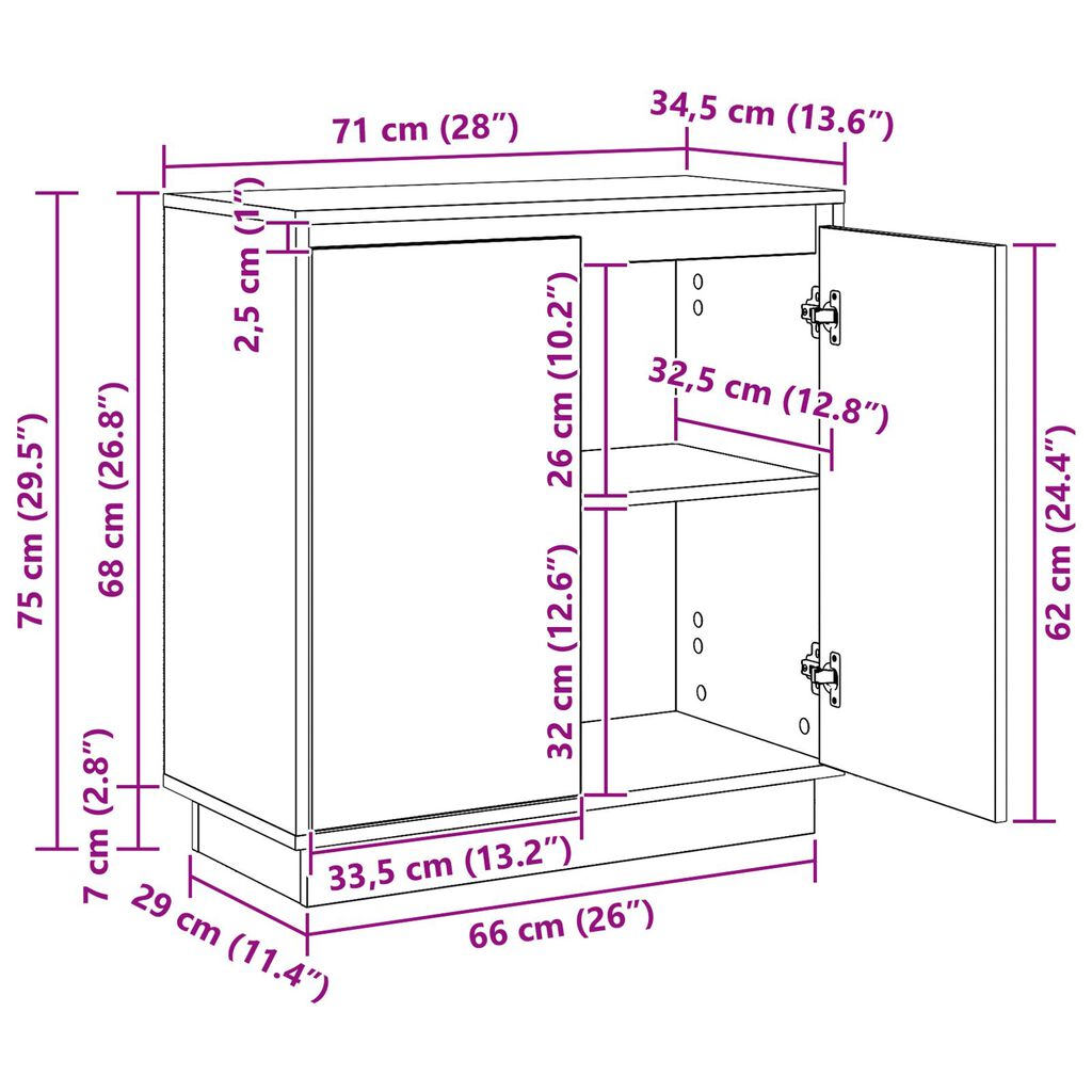 vidaXL Στρόφιγγα με LED Μαύρη Βελανίδι 71x34,5x75 cm Επεξεργασμένο Ξύλο