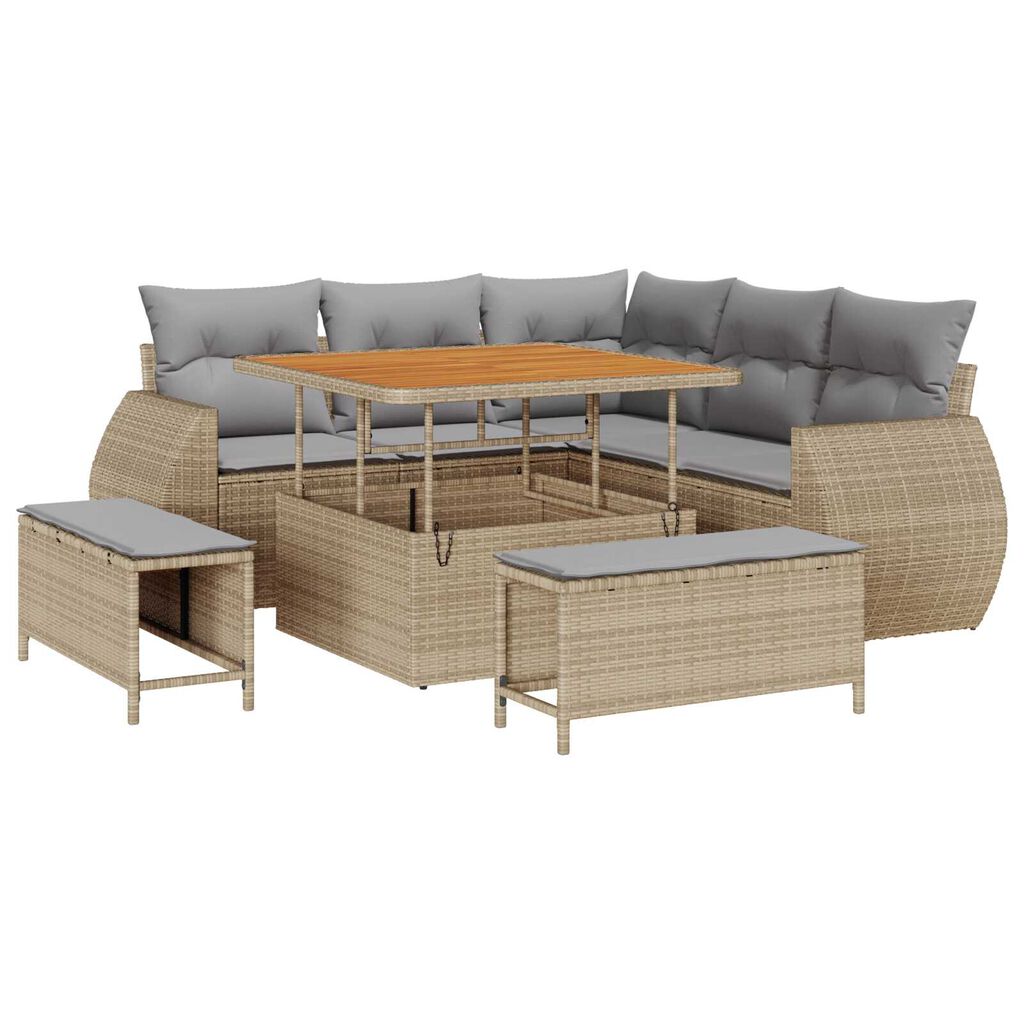 vidaXL Σετ Καναπέ Κήπου 8 pcs Μπεζ συνθετικό ρατάν