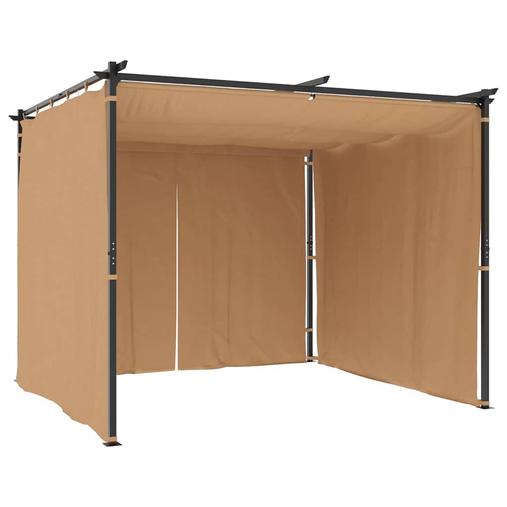 vidaXL Κιόσκι με Κουρτίνες Taupe 3 x 3 μ. Ατσάλινο