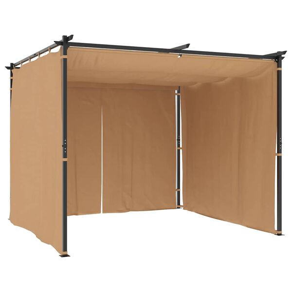 vidaXL Κιόσκι με Κουρτίνες Taupe 3 x 3 μ. Ατσάλινο