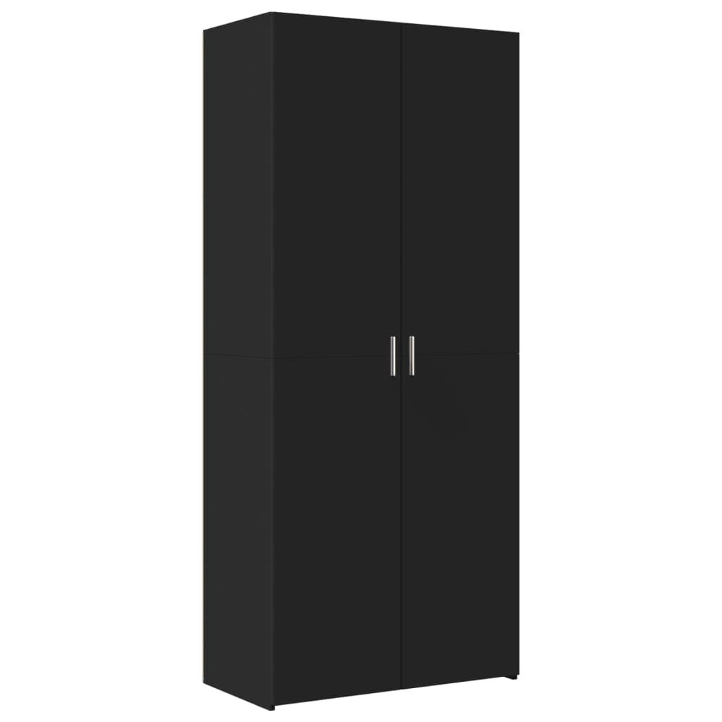 vidaXL Ραφιέρα με Ντουλάπια Μαύρη 80x42,5x225 εκ. από Επεξ. Ξύλο