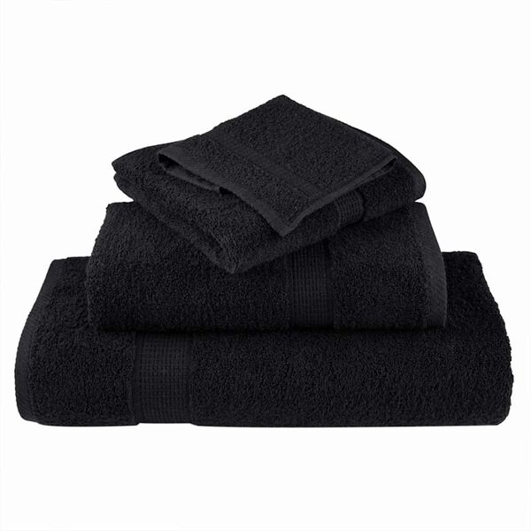 vidaXL Πετσέτες Προσώπου SOLUND 2 pcs Μαύρο Βαμβάκι