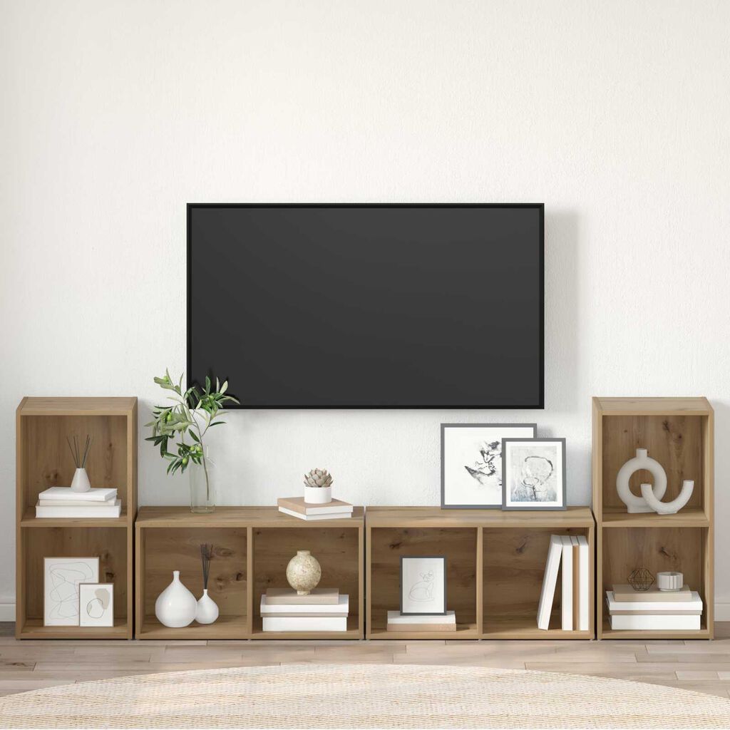 vidaXL Σετ επίπλου τηλεόρασης 4 pcs Χειροποίητη δρυς 72 x 35 x 36.5 cm