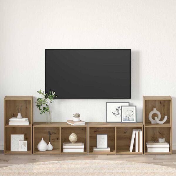 vidaXL Σετ επίπλου τηλεόρασης 4 pcs Χειροποίητη δρυς 72 x 35 x 36.5 cm