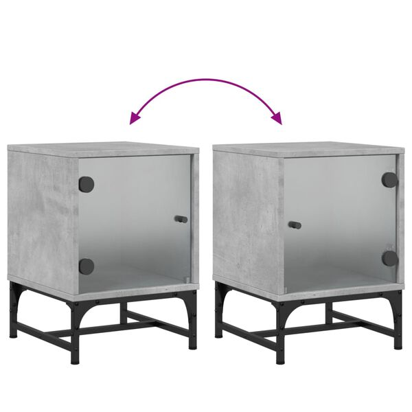 vidaXL Κομοδίνο Γκρι Σκυροδέματος 35x37x50 εκ. με Γυάλινη Πόρτα
