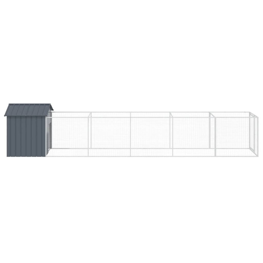 vidaXL Σπιτάκι Σκύλου με Οροφή Ανθρακί 117x609x123 εκ. Γαλβαν. Χάλυβας