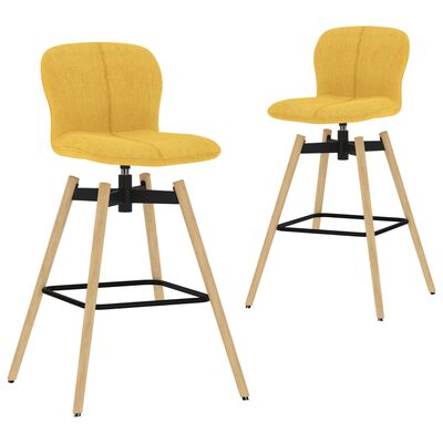 vidaXL Καρέκλες Μπαρ Περιστρεφόμενες 2 τεμ Κίτρινες Υφασμάτινες