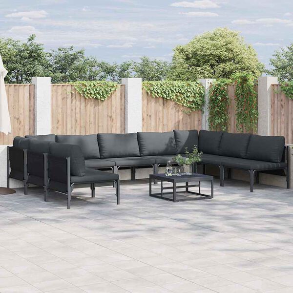 vidaXL Σετ Καναπέ Κήπου 10 pcs Ανθρακί Ατσάλι